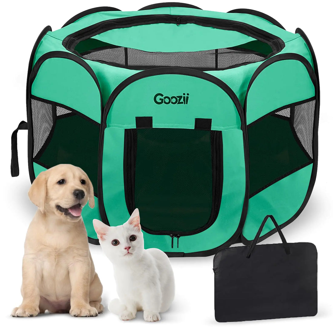 Goozii Portable Dog Playpen for Small Dogs Indoor Outdoor Collapsible Pop Up Puppy Cat Kitten Play Pen Bed