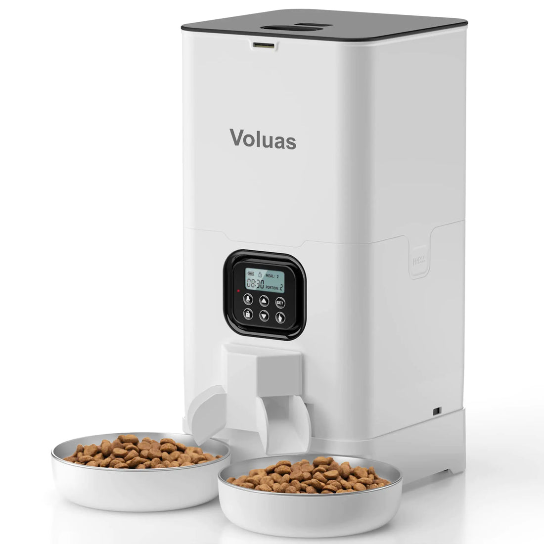 Voluas Automatic Cat Feeders for Two Cats Double Pet Feeder with 2 Stainless Steel Bowls6L Timed Cat Feeder with Memory Function Pet Food Dish
