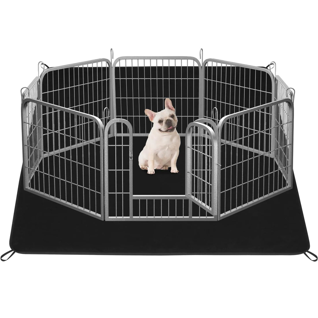 Dog Fence Puppy Pen Outdoor Pet Playpen Portable Dog Kennel Indoor Play Yard Gate for Small Medium Dogs Rabbits Cats with Bottom Pads