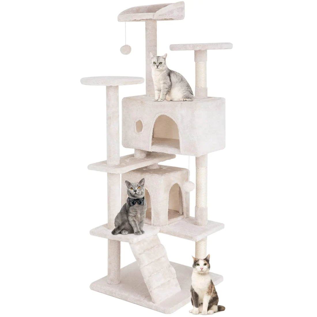 Beige Feline Fun Palace: 54in Cat Tower & Activity Center
