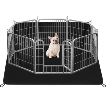 Dog Fence Puppy Pen Outdoor Pet Playpen Portable Dog Kennel Indoor Play Yard Gate for Small Medium Dogs Rabbits Cats with Bottom Pads