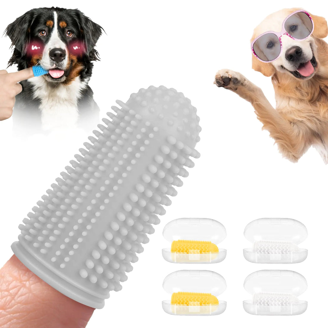 Dog Toothbrush4-Pack Dog Tooth Brushing Kitpet Toothbrush Dog Finger Toothbrush for Dogs